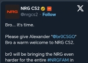 NRG宣布签下前Astralis选手br0⁠：丹麦转北美